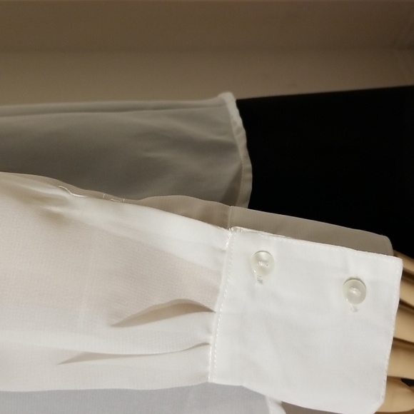 Vintage Victorian Bib Ruffle Beaded Poet Blouse Top Shirt / Sz 6 / Off-white - Picture 8 of 15